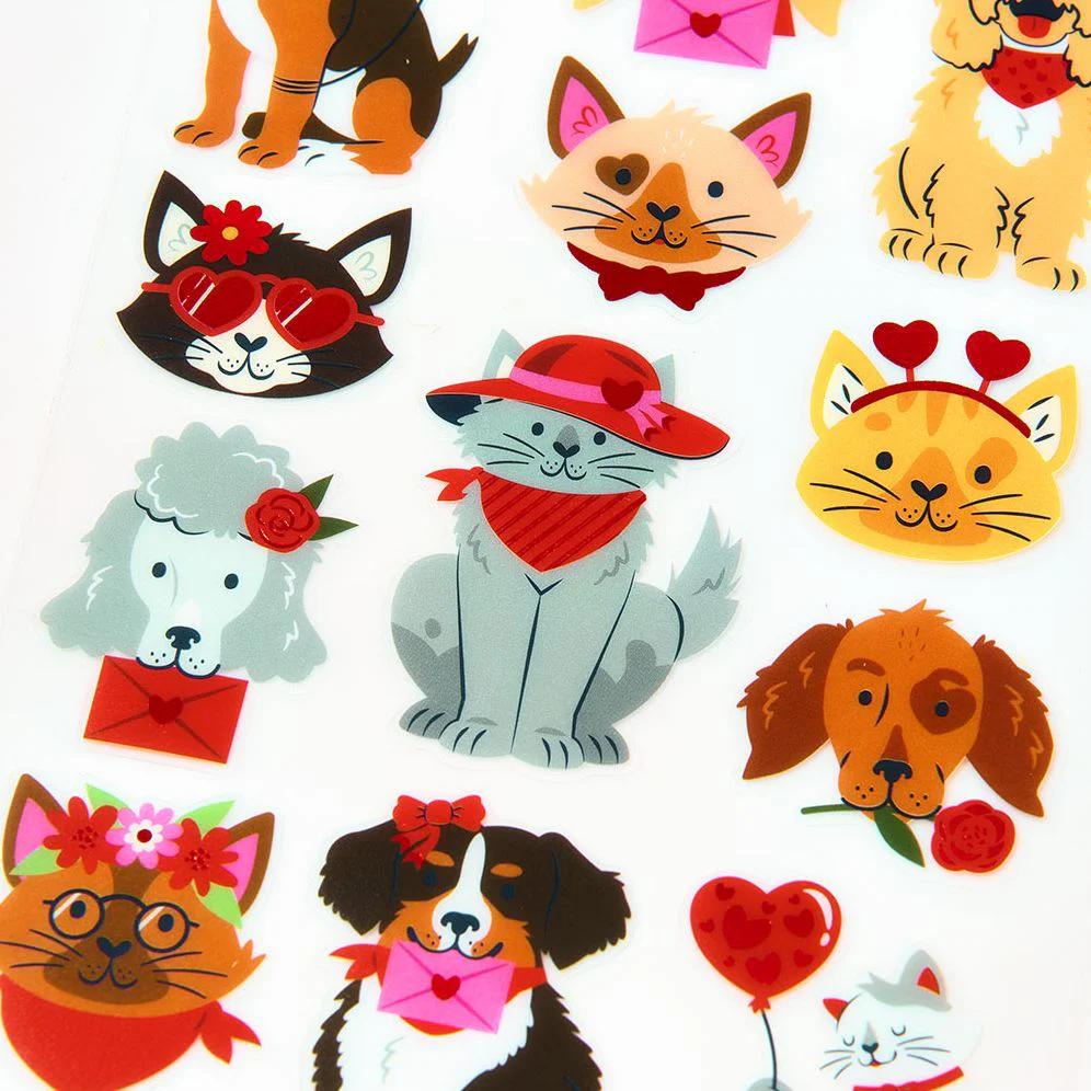 Valentine Cats & Dogs Sticker Sheet - Image 2