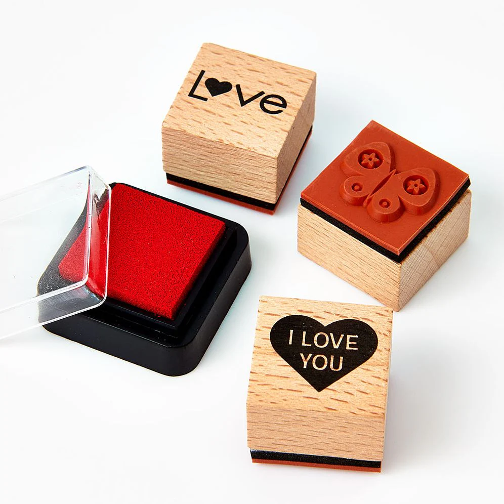 Valentine Wood Stamp Set with Ink - Image 3