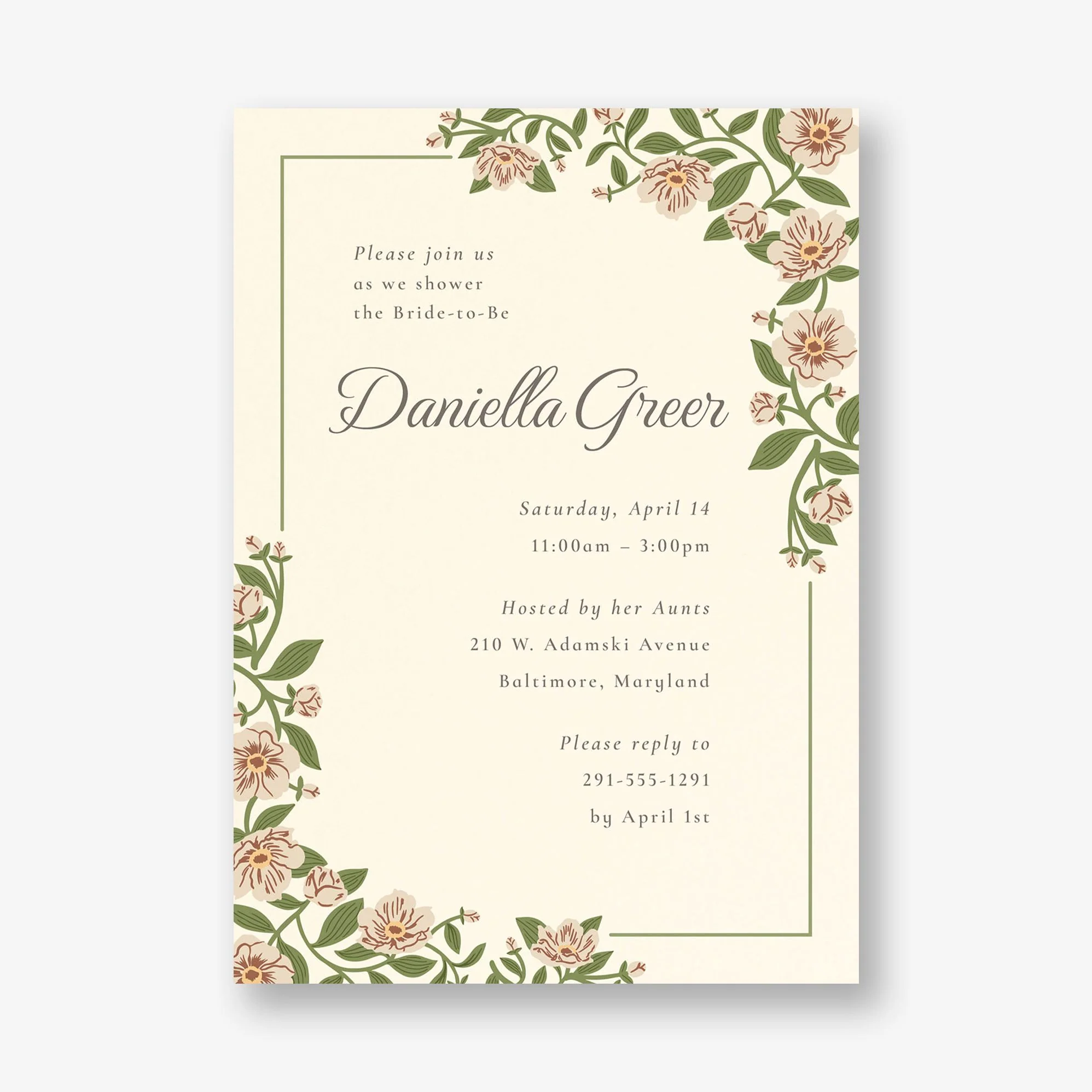 Vintage Primrose Bridal Shower Invitation