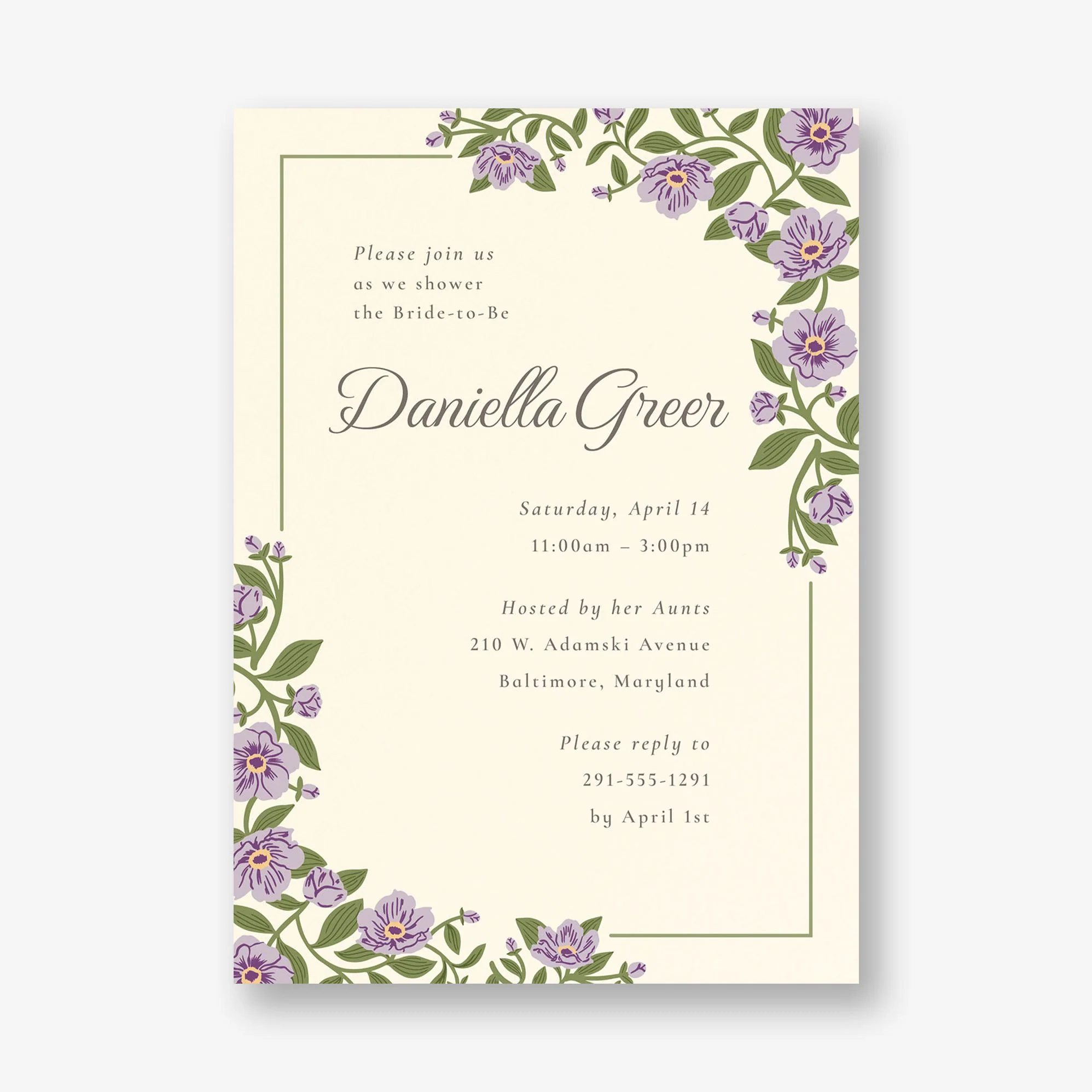Vintage Primrose Bridal Shower Invitation - Image 2