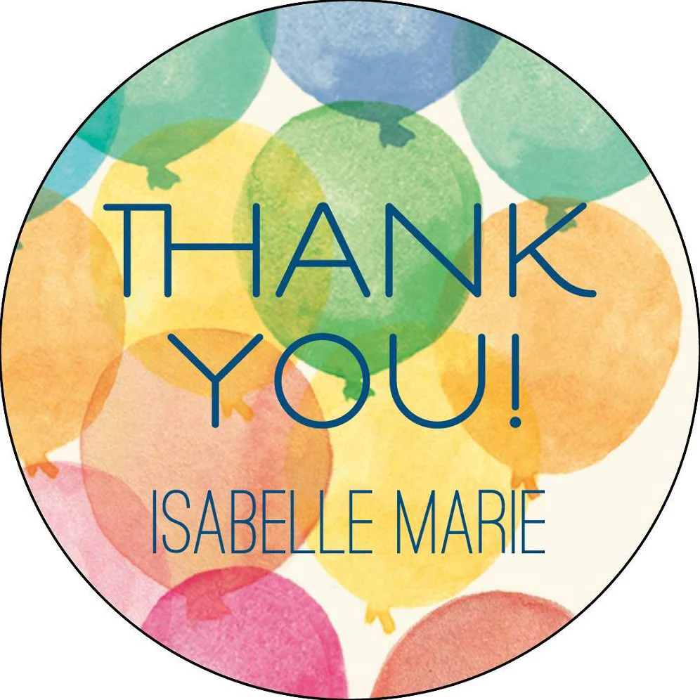 Watercolor Balloons Circle Labels
