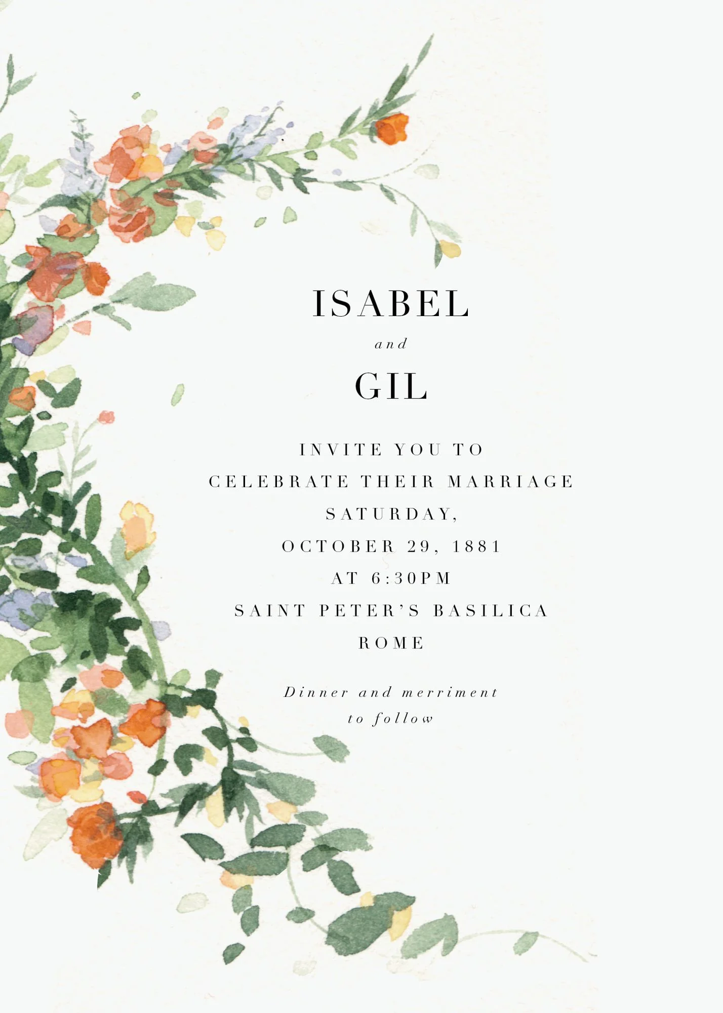 Watercolor Garland Wedding Invitation - Image 2