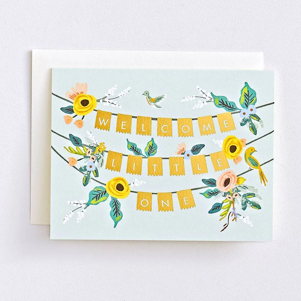 Welcome Little One Banner Baby Card