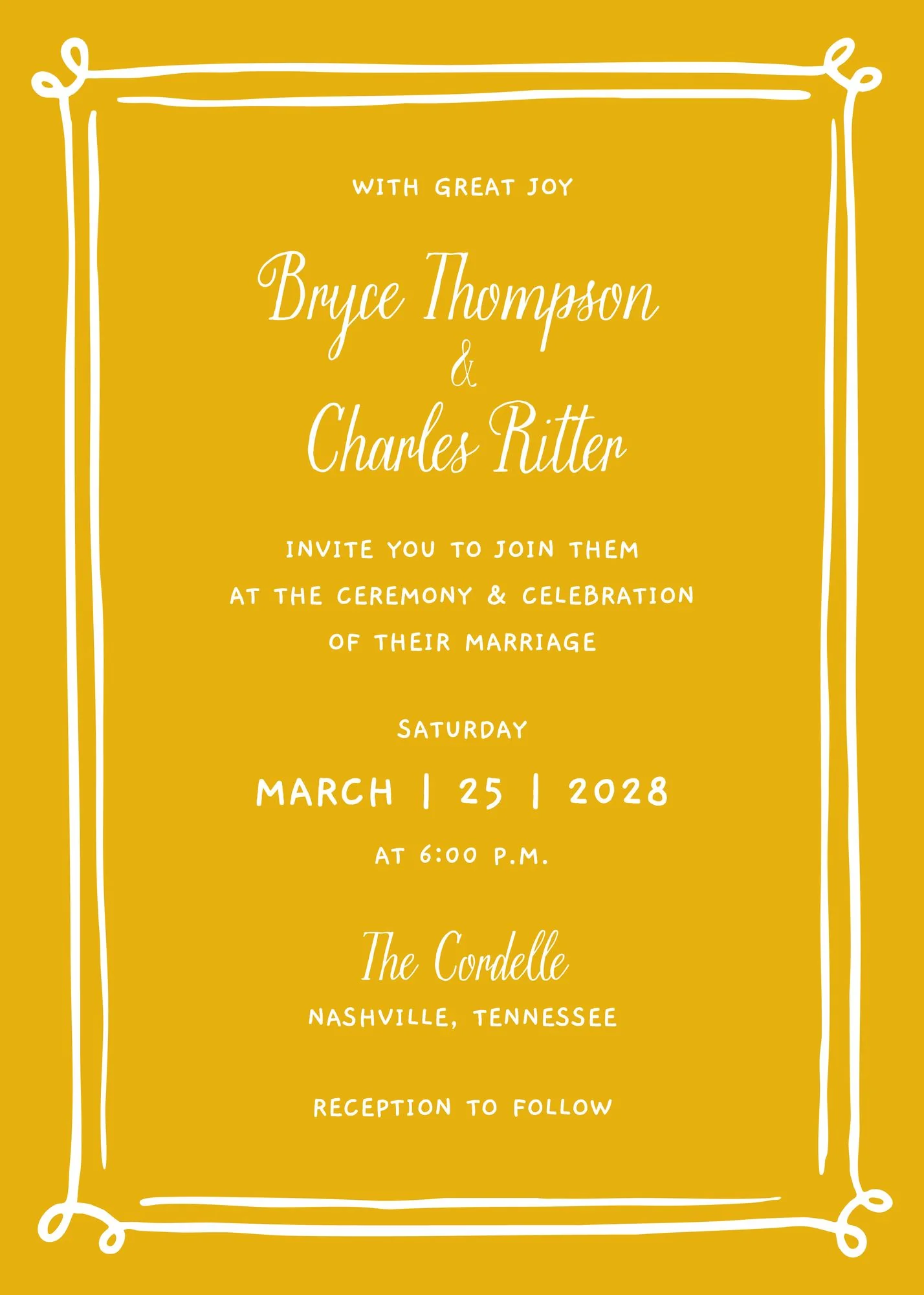 Whimsical Hand Drawn Border Invitation - Image 2