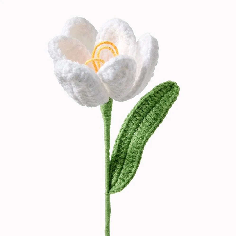 White Tulip Crochet Flower