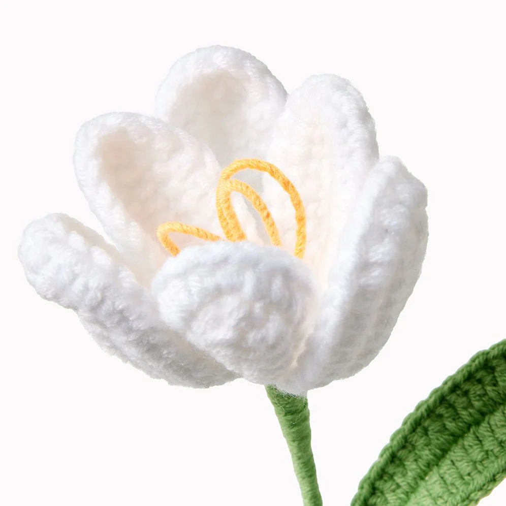 White Tulip Crochet Flower - Image 2