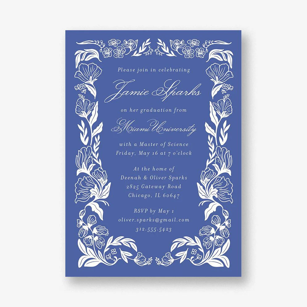 Wild Floral Frame Graduation Invitation