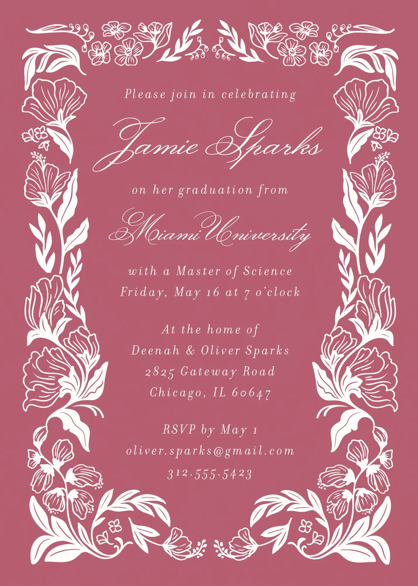 Wild Floral Frame Graduation Invitation - Image 2