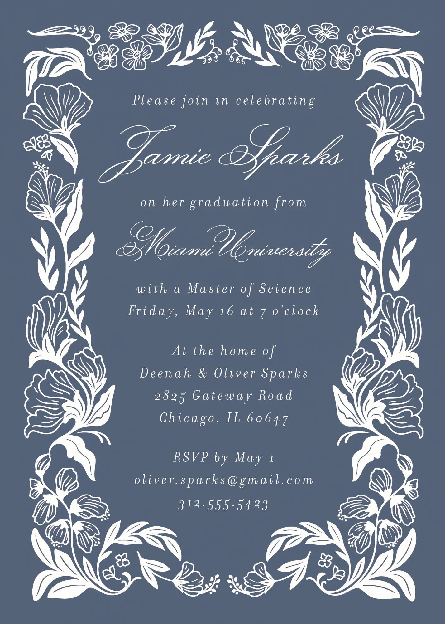 Wild Floral Frame Graduation Invitation - Image 3