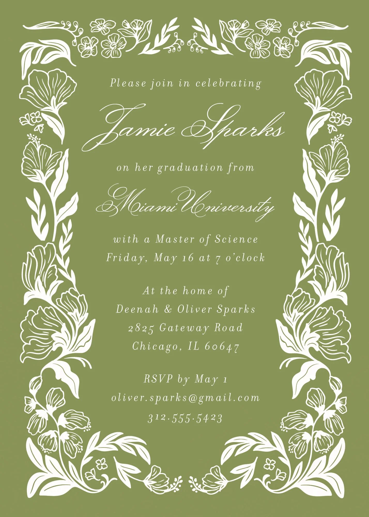 Wild Floral Frame Graduation Invitation - Image 4