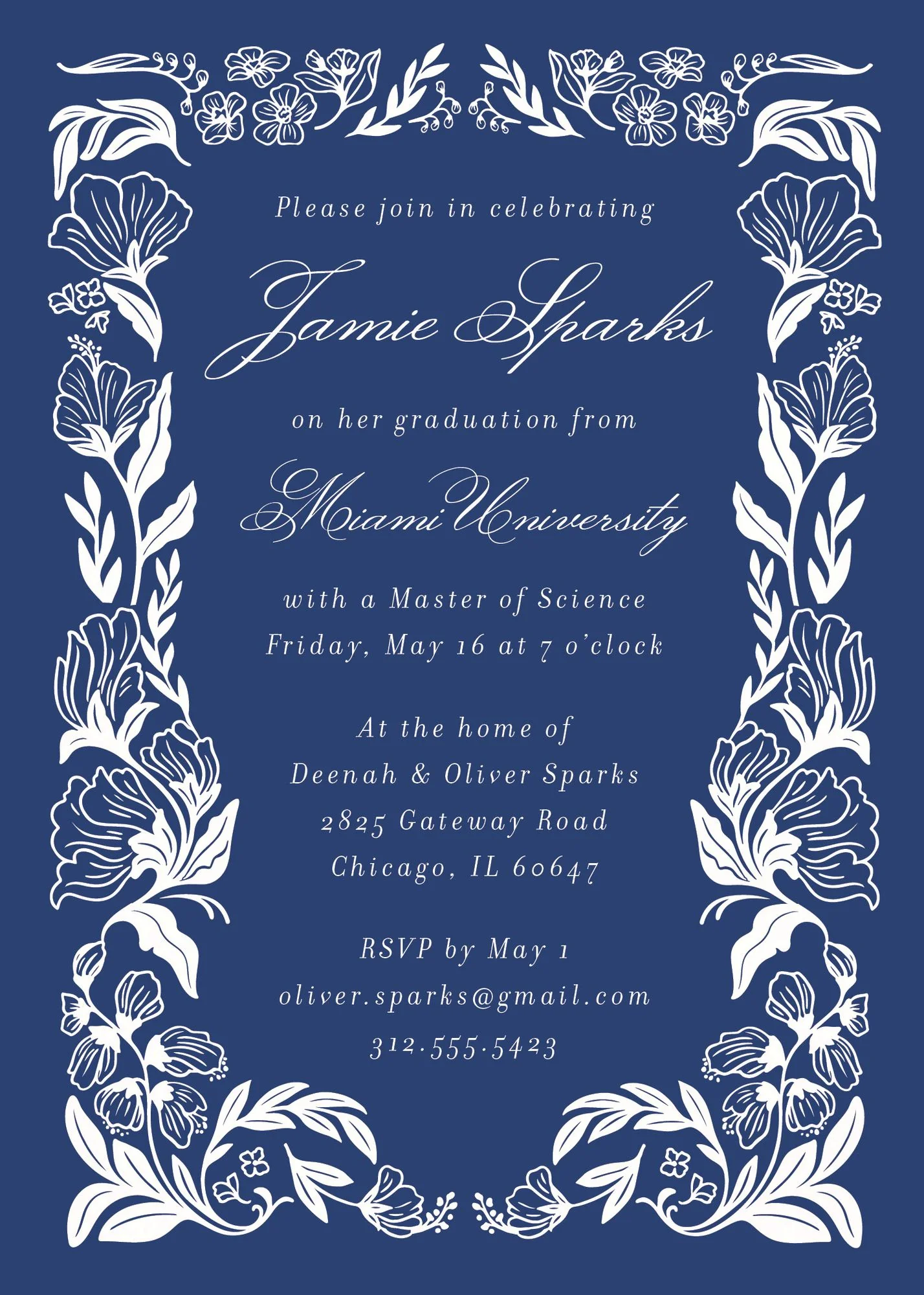 Wild Floral Frame Graduation Invitation - Image 5