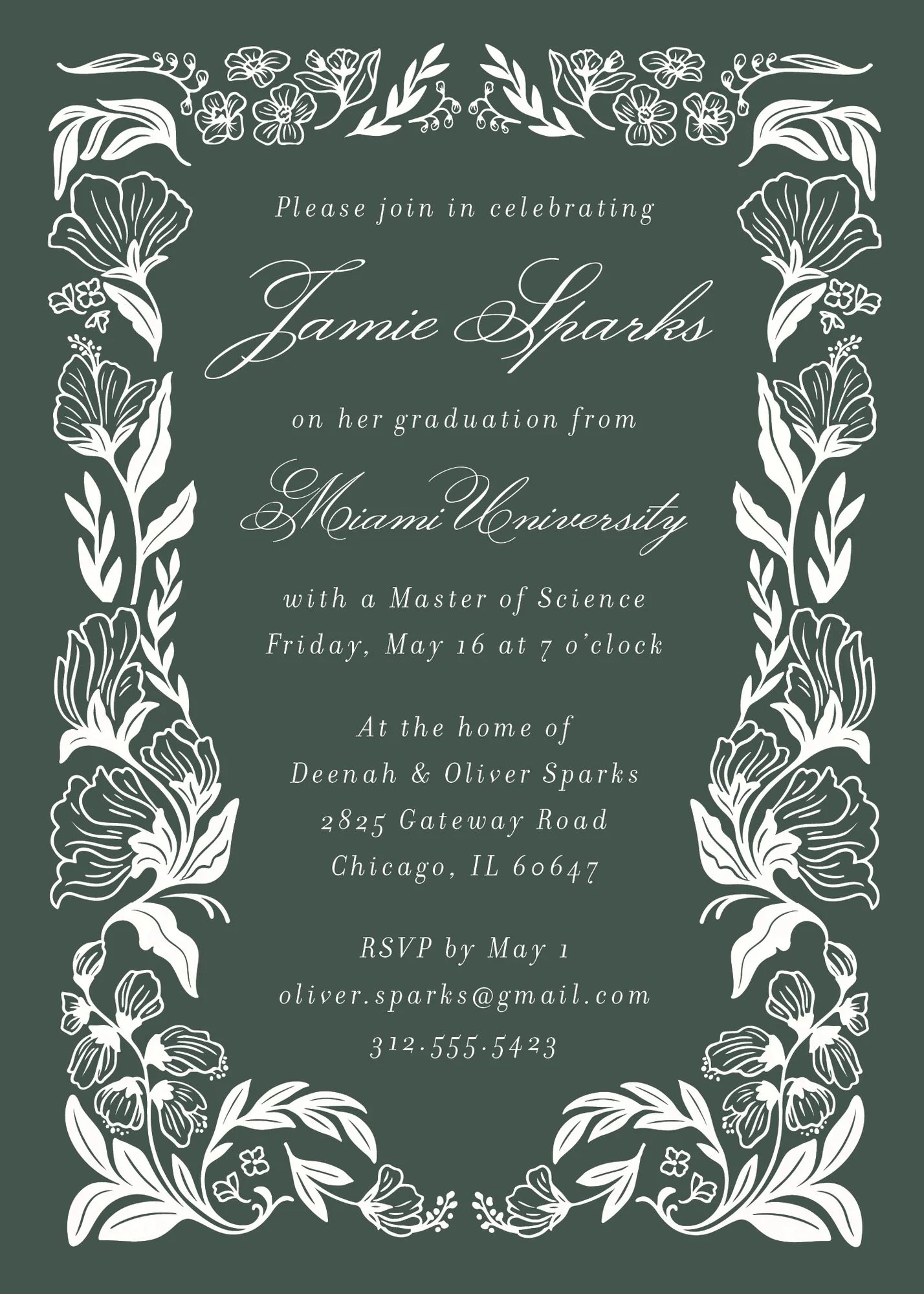 Wild Floral Frame Graduation Invitation - Image 6