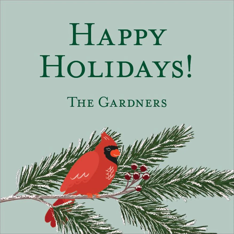 Winter Birds Holiday Gift Tag Label