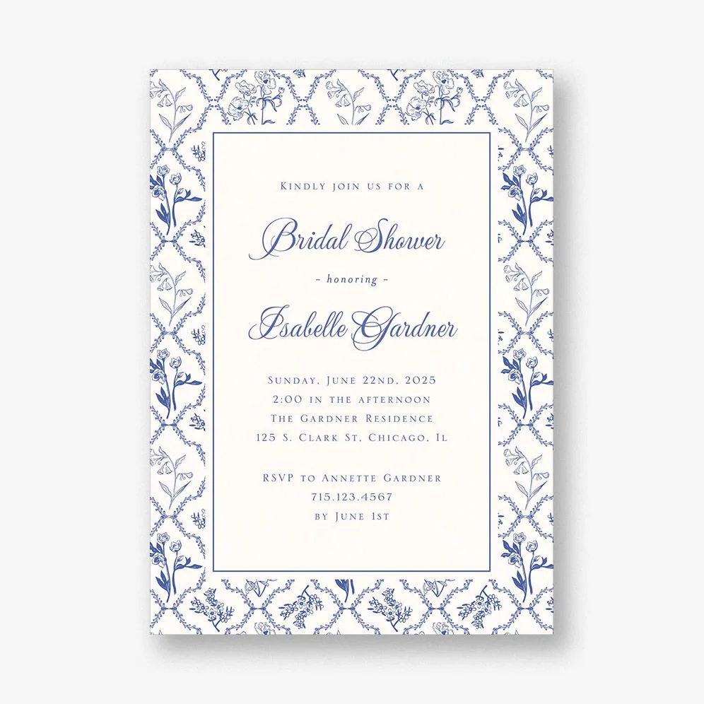 Woodland Toile Bridal Shower Invitation