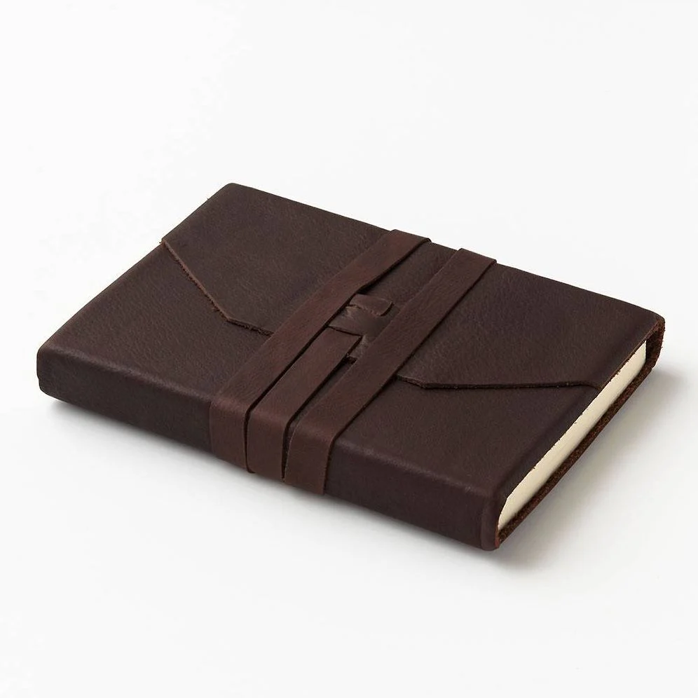 Wrap Soft Brown Italian Leather Journal with Lace Up Tie- Lined- 9''x7'' - Image 3