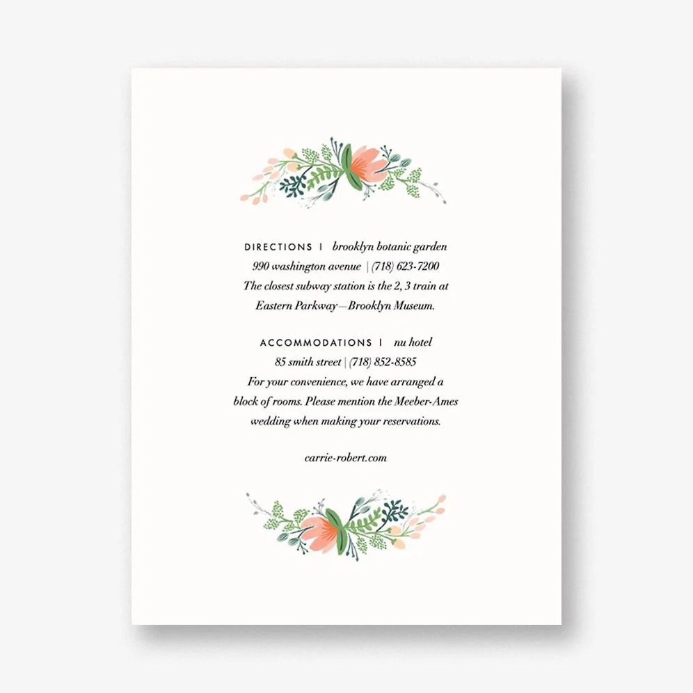Wrapped in Wildflowers Information Card