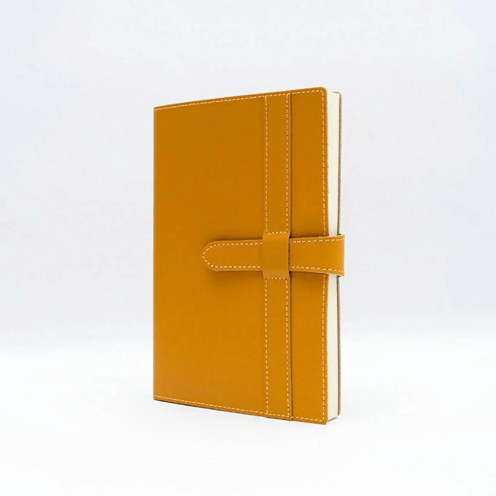 Yellow Leather Journal with Leather Flap Closure and Lined pages - Image 10