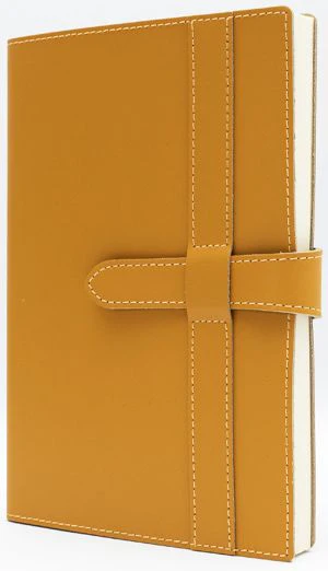 Yellow Leather Journal with Leather Flap Closure and Lined pages - Image 3