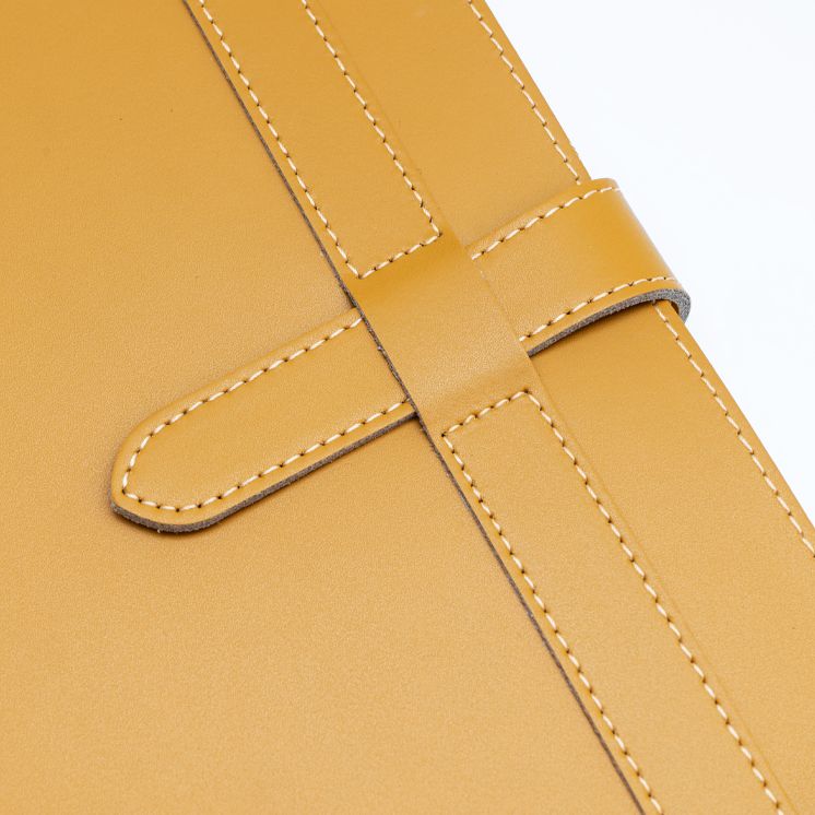 Yellow Leather Journal with Leather Flap Closure and Lined pages - Image 7